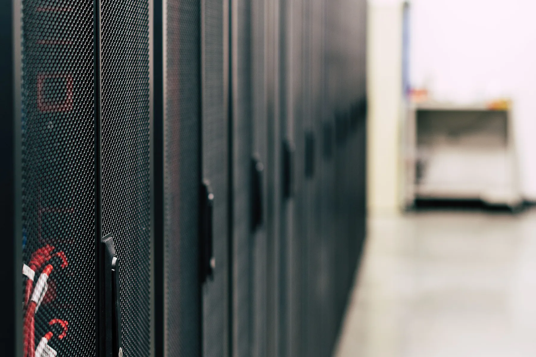 Modern enterprise server racks inside a professional data center.